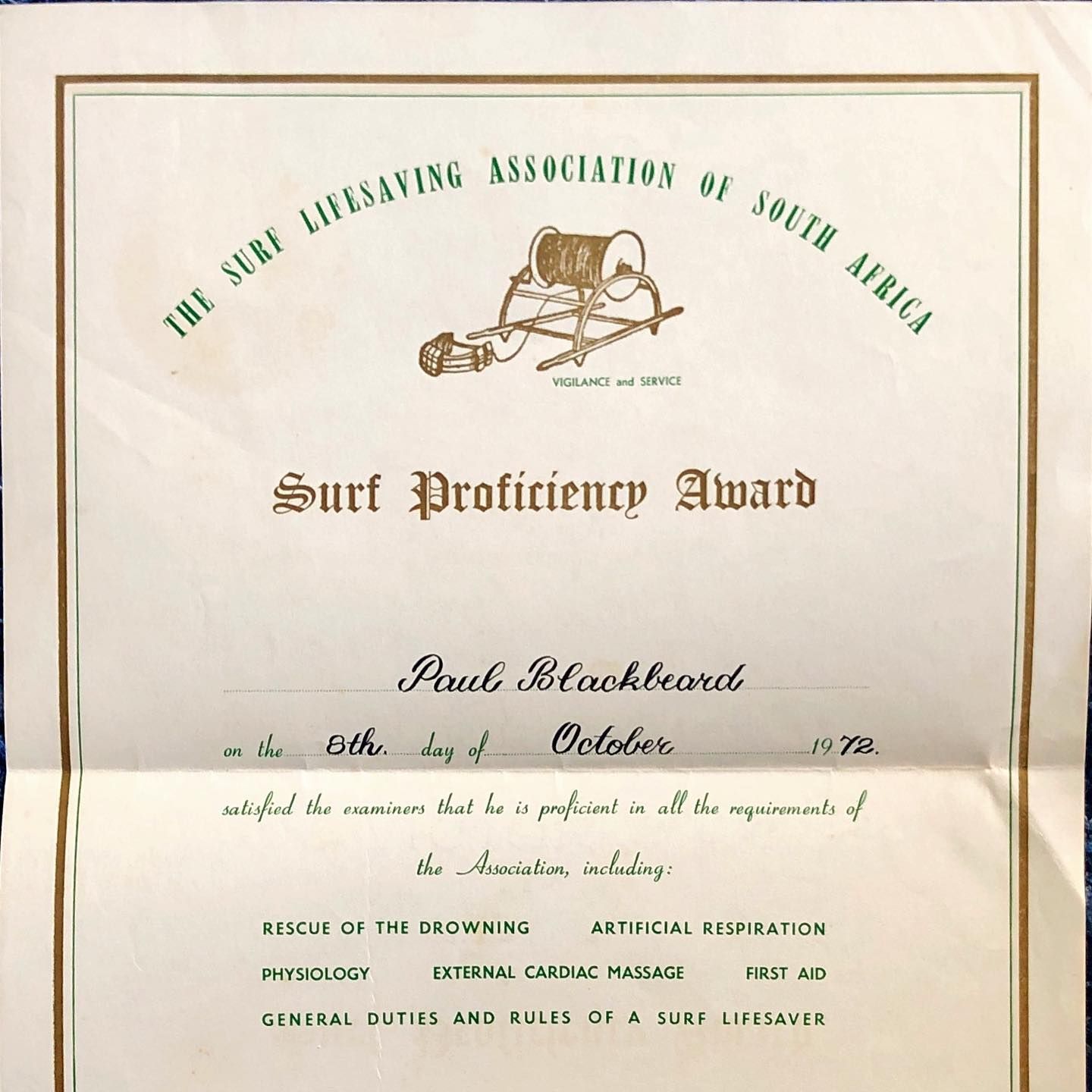 Surf Lifesaving Association of South African Surf proficiency Award SPA