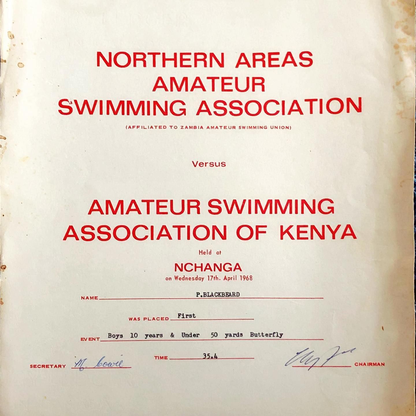 Amateur Swimming Association of Kenya at Nchanga